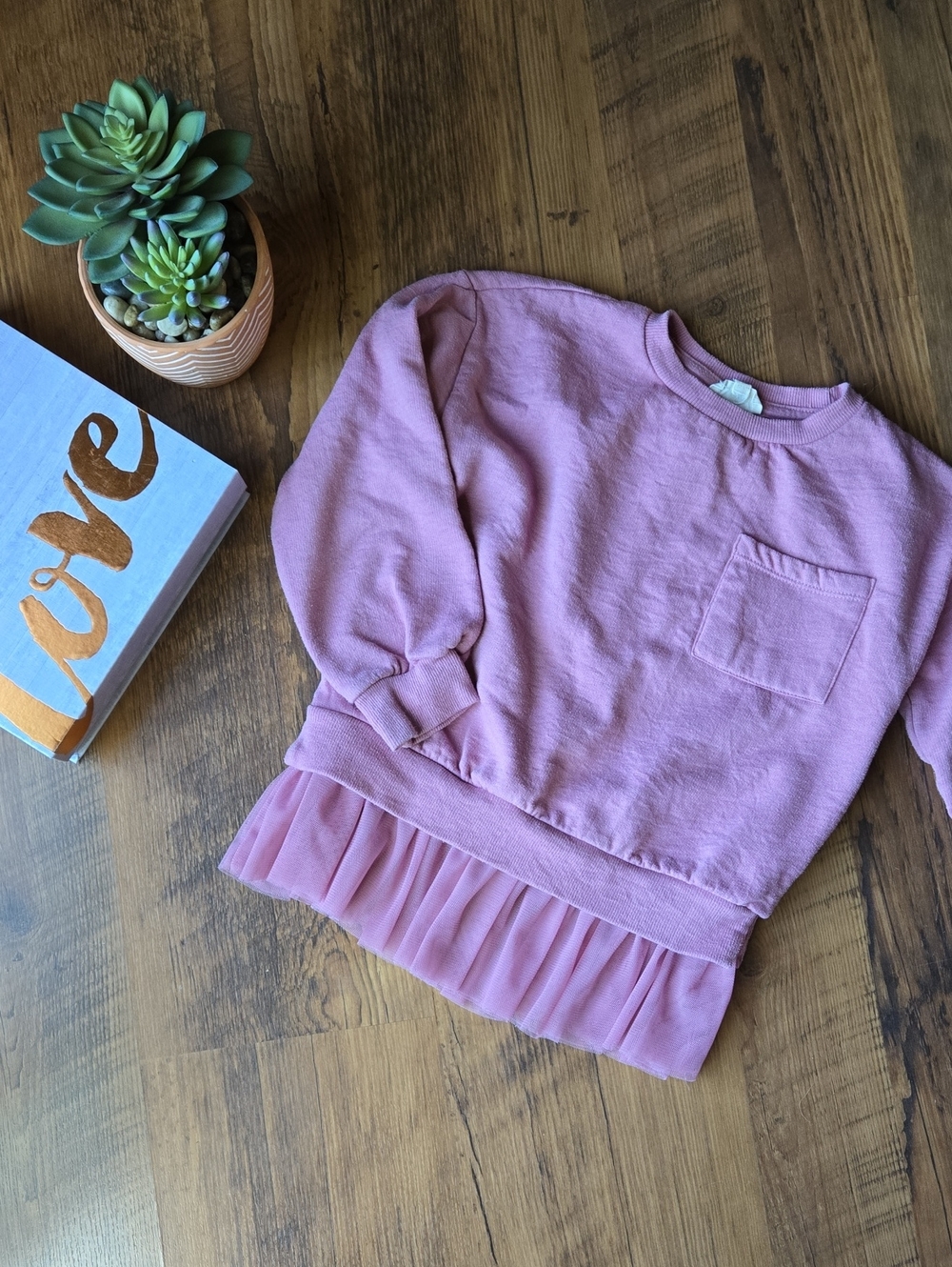 Jessica Simpson Mauve Pink Ruffle-Hem Girls Sweatshirt Size 5/6